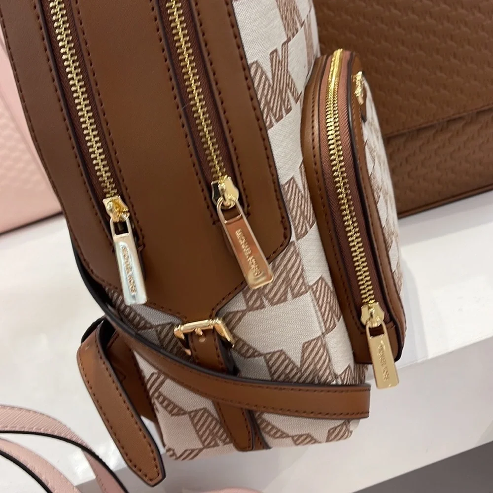 Michael Kors Jaycee Medium Logo Zip Pocket Backpack 35S3G8TB2J LUGGAGE